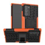 For Samsung Galaxy Note20 Ultra Tire Texture Shockproof TPU + PC Protective Case with Holder(Orange)