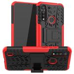For Motorola Moto G8 Power Lite Tire Texture Shockproof TPU + PC Protective Case with Holder(Red)