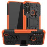 For Motorola Moto G8 Power Lite Tire Texture Shockproof TPU + PC Protective Case with Holder(Orange)