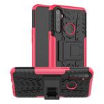 For OPPO Realme / Realme C3 Tire Texture Shockproof TPU + PC Protective Case with Holder(Rose Red)