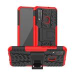 For Huawei P Smart (2020) Tire Texture Shockproof TPU + PC Protective Case with Holder(Red)