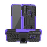 For Huawei P Smart (2020) Tire Texture Shockproof TPU + PC Protective Case with Holder(Purple)