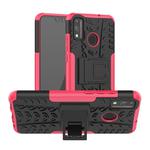 For Huawei Honor 9X Lite / Honor 8X Tire Texture Shockproof TPU + PC Protective Case with Holder(Rose Red)