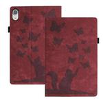 For iPad mini 2024 / 2021 Butterfly Cat Embossing Leather Tablet Case(Red)