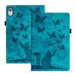 For iPad mini 2024 / 2021 Butterfly Cat Embossing Leather Tablet Case(Sky Blue)