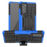 For Samsung Galaxy Note20 Tire Texture Shockproof TPU + PC Protective Case with Holder(Blue)