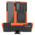 For Samsung Galaxy Note20 Tire Texture Shockproof TPU + PC Protective Case with Holder(Orange)