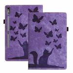 For Lenovo Tab P12 / Xiaoxin Pad Pro 12.7 Butterfly Cat Embossing Leather Tablet Case(Purple)