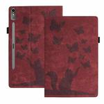 For Lenovo Tab P12 / Xiaoxin Pad Pro 12.7 Butterfly Cat Embossing Leather Tablet Case(Red)