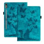 For Lenovo Tab P12 / Xiaoxin Pad Pro 12.7 Butterfly Cat Embossing Leather Tablet Case(Sky Blue)