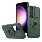 For Samsung Galaxy S23+ 5G Camshield MagSafe Ring Holder Armor Phone Case(Deep Green)