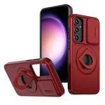 For Samsung Galaxy S22 5G Camshield MagSafe Ring Holder Armor Phone Case(Red)