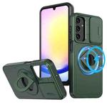 For Samsung Galaxy A24 Camshield MagSafe Ring Holder Armor Phone Case(Deep Green)