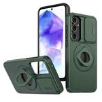 For Samsung Galaxy A55 5G Camshield MagSafe Ring Holder Armor Phone Case(Deep Green)