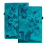 For Amazon Fire HD 10 2023 Butterfly Cat Embossing Leather Tablet Case(Sky Blue)