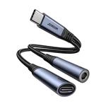 JOYROOM SY-C02 2 in 1 USB-C/Type-C to 3.5mm+USB-C/Type-C Audio Adapter Cable(Black)