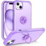 For iPhone 15 L2 Rotating Ring Holder Magnetic Phone Case(Light Purple)