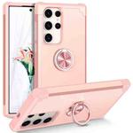 For Samsung Galaxy S22 Ultra 5G L2 Rotating Ring Holder Magnetic Phone Case(Rose Gold)