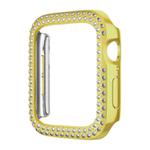 For Apple Watch Series 9 / 8 / 7 41mm Plating Dual-Row Diamond Hollow PC Watch Case(Gold)