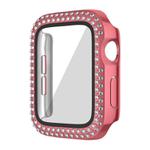 For Apple Watch Series 9 / 8 / 7 45mm Plating Dual-Row Diamond PC Watch Case with Film(Rose Pink)