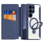 For Samsung Galaxy S25 Ultra 5G DUX DUCIS Skin X Pro Series Magsafe Ring Holder Leather Phone Case(Blue)