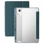 For Lenovo Tab M11 /Xiaoxin Pad 11 2024 Clear Acrylic Deformation Leather Tablet Case(Deep Green)