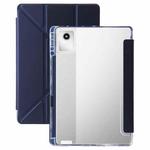 For Lenovo Xiaoxin Pad 11 2025 Clear Acrylic Deformation Leather Tablet Case(Dark Blue)
