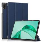 For Honor Pad X8a Custer Pure Color 3-Fold Leather Tablet Case(Dark Blue)