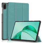 For Honor Pad X8a Custer Pure Color 3-Fold Leather Tablet Case(Deep Green)