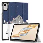 For Honor Pad X9a / X9 Pro Custer Painted 3-Fold Leather Tablet Case(Lazy Cat)