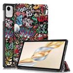 For Honor Pad X9a / X9 Pro Custer Painted 3-Fold Leather Tablet Case(Graffiti)
