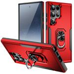 For Samsung Galaxy S24 Ultra 5G Pioneer Armor Heavy Duty PC + TPU Phone Case with Holder(Red+Black)