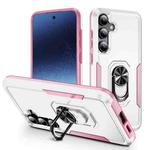 For Samsung Galaxy S24 5G Pioneer Armor Heavy Duty PC + TPU Phone Case with Holder(White+Pink)