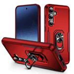 For Samsung Galaxy S24 5G Pioneer Armor Heavy Duty PC + TPU Phone Case with Holder(Red+Rose Red)