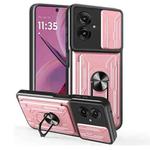 For Motorola Moto G55 Sliding Camshield TPU+PC Phone Case with Card Slot(Rose Gold)
