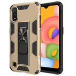 For Samsung Galaxy A01 Soldier Armor Shockproof TPU + PC Magnetic Protective Case with Holder(Gold)