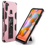 For Samsung Galaxy A11 EU Version / M11 EU Version Soldier Armor Shockproof TPU + PC Magnetic Protective Case with Holder(Rose Gold)