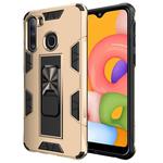 For Samsung Galaxy A21 Soldier Armor Shockproof TPU + PC Magnetic Protective Case with Holder(Gold)