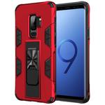 For Samsung Galaxy S9 Soldier Armor Shockproof TPU + PC Magnetic Protective Case with Holder(Red)
