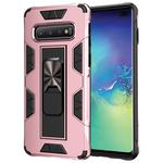 For Samsung Galaxy S10 Soldier Armor Shockproof TPU + PC Magnetic Protective Case with Holder(Rose Gold)