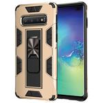 For Samsung Galaxy S10+ Soldier Armor Shockproof TPU + PC Magnetic Protective Case with Holder(Gold)