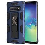 For Samsung Galaxy S10+ Soldier Armor Shockproof TPU + PC Magnetic Protective Case with Holder(Blue)