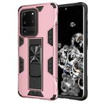 For Samsung Galaxy S20 Ultra Soldier Armor Shockproof TPU + PC Magnetic Protective Case with Holder(Rose Gold)