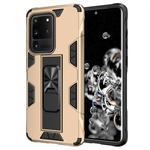 For Samsung Galaxy S20 Ultra Soldier Armor Shockproof TPU + PC Magnetic Protective Case with Holder(Gold)