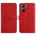 For ZTE Libero 5G IV Skin Feel Butterfly Peony Embossed Leather Phone Case(Red)