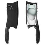 For iPhone 15 Simulated Kitchen Knife TPU + PC Phone Case(Black)