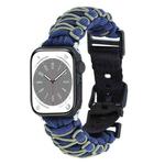 For Apple Watch SE 2023 44mm Dual-layer Braided Paracord Buckle Watch Band(Navy Army Green)