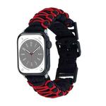 For Apple Watch SE 2023 44mm Dual-layer Braided Paracord Buckle Watch Band(Black Red)