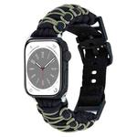 For Apple Watch SE 2023 44mm Dual-layer Braided Paracord Buckle Watch Band(Black Army Green)