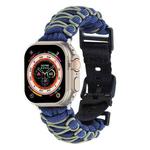 For Apple Watch Ultra 2 49mm Dual-layer Braided Paracord Buckle Watch Band(Navy Army Green)